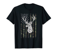 Load image into Gallery viewer, Camouflage American Flag Deer Hunting T-shirt