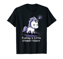 Load image into Gallery viewer, Feeling a Little Stabby Today Shirt Snarky Unicorn Halloween T-Shirt