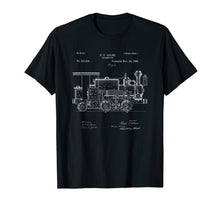 Load image into Gallery viewer, Vintage Patent Print 1886 Locomotive Steam Train T-Shirt