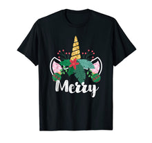 Load image into Gallery viewer, Unicorn Christmas Holly Merry Cute Gift for Girls Women T-Shirt