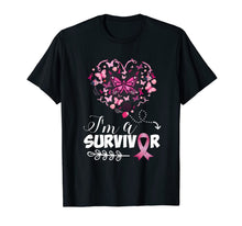 Load image into Gallery viewer, I'm a survivor heart pink ribbon breast cancer awareness T-Shirt