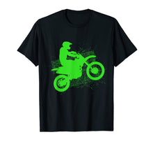 Load image into Gallery viewer, Dirt Bike Rider Tire Tracks Neon Green Youth T Shirt-304921