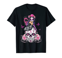 Load image into Gallery viewer, Cute Fairy Sugar Skull Breast Cancer Butterfly Pink Ribbon T-Shirt