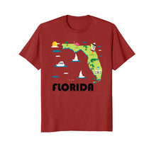 Load image into Gallery viewer, Florida State Home T-shirt Vintage Map Tourist Tee Shirt