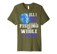 Load image into Gallery viewer, All I Need Is Fishing & Jesus Christian Cross Faith T Shirt Premium T-Shirt