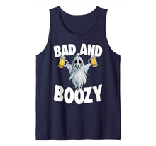 Load image into Gallery viewer, Bad And Boozy Drinking Ghost Funny Halloween Scary Gift Tank Top