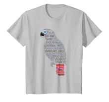 Load image into Gallery viewer, African Grey Parrot T Shirt with Parrot Word Art