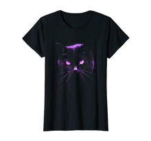 Load image into Gallery viewer, Black Cat T Shirt, Purple Light Cats Eyes Pet Tee
