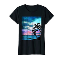 Load image into Gallery viewer, Beach Scene Graphic T-shirt with Palm Trees