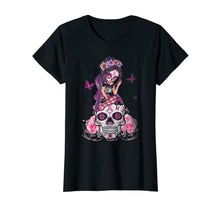 Load image into Gallery viewer, Sugar Skull Breast Cancer Pink Ribbon Flower Skulls October T-Shirt