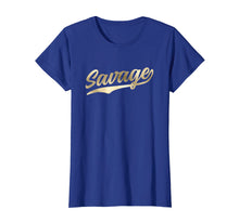 Load image into Gallery viewer, Savage T-Shirt Retro 1970s Baseball Script Font