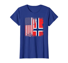 Load image into Gallery viewer, Half Norwegian Flag T-Shirt | Vintage Norway USA Gift