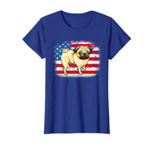Load image into Gallery viewer, Pug Dogs 4th of July Patriotic T-Shirt American Flag Drawing