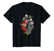 Load image into Gallery viewer, Anatomical Heart and Flowers, Flower Anatomical Heart tshirt