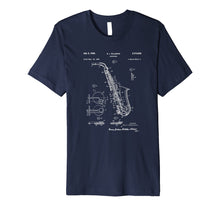 Load image into Gallery viewer, Vintage Patent Print Saxophone Player T-Shirt