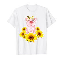 Load image into Gallery viewer, Cute Piggy With Sunflower Tiny Pig With Bandana T-Shirt