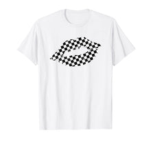 Load image into Gallery viewer, Checkered lips kiss plaid black white racing party shirt