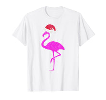 Load image into Gallery viewer, Funny gift for Flamingo Lovers! Pink flamingo Santa Hat tee