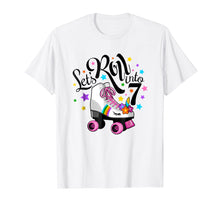 Load image into Gallery viewer, Lets roll into 7 Birthday. Unicorn, Roller skate T-shirt.