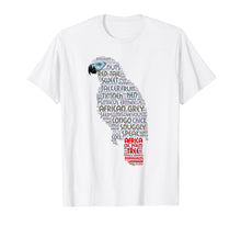 Load image into Gallery viewer, African Grey Parrot T Shirt with Parrot Word Art