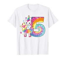 Load image into Gallery viewer, 5th Birthday Unicorn Shirt Gift for Girls Age 5 Tie Dye Tee