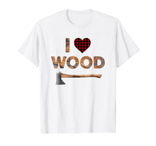 Load image into Gallery viewer, I Love Wood T-Shirt Lumberjack Heart Halloween Costume Tee