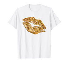Load image into Gallery viewer, Gold Printed Glitter Style Lips T Shirt