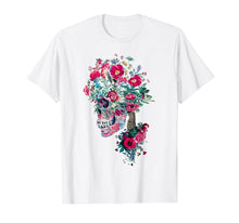 Load image into Gallery viewer, Tshirts Women Men Cartoon Floral Flowers and Skull