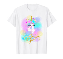 Load image into Gallery viewer, 4th Unicorn Birthday girl t-shirt four years old party gift