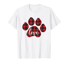 Load image into Gallery viewer, Buffalo Plaid Dog Paw Print Love T-Shirt-261347