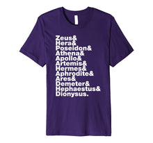 Load image into Gallery viewer, Greek Gods Shirt Helvetica List Shirt Mythology Gift
