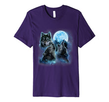 Load image into Gallery viewer, Three Wolves Howling and Moon, Wolf T-Shirt