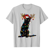 Load image into Gallery viewer, Black Cat Christmas Light T Shirt Funny Cat Lover Christmas T-Shirt