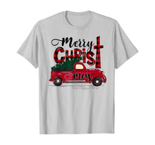 Load image into Gallery viewer, Merry Christmas Buffalo Plaid Red Truck Christian Cross Xmas T-Shirt