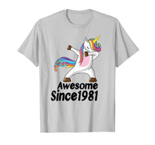 Load image into Gallery viewer, 38th Birthday Gift Awesome Since 1981 Unicorn Dabbing Shirt