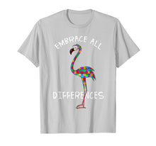Load image into Gallery viewer, Embrace Differences Puzzle Flamingo Autism Awareness Tshirt