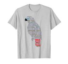 Load image into Gallery viewer, African Grey Parrot T Shirt with Parrot Word Art