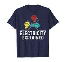 Load image into Gallery viewer, Ohm Volt Amp Electricity Explained Funny Electrician Nerd T-Shirt-421329