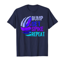 Load image into Gallery viewer, Girls Volleyball Bump Set Spike Repeat Blue Purple Teen Gift T-Shirt