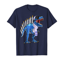 Load image into Gallery viewer, Menorasaurus Rex Shirt T Rex Dinosaur Hanukkah Gift for Boys