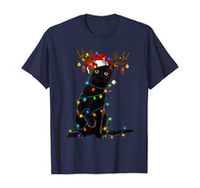 Load image into Gallery viewer, Black Cat Christmas Light T Shirt Funny Cat Lover Christmas T-Shirt
