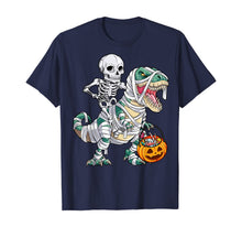 Load image into Gallery viewer, Skeleton Riding Mummy Dinosaur T rex Halloween Kids Boys Men T-Shirt
