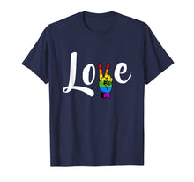 Load image into Gallery viewer, Mens LOVE Peace Sign Rainbow Gay Pride Shirt Love Is Love T-Shirt