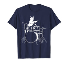 Load image into Gallery viewer, Funny Cat Playing Drums T-shirt Drum Kit