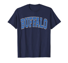 Load image into Gallery viewer, Buffalo NY T Shirt - Varsity Style Blue Text