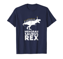 Load image into Gallery viewer, Funny Hanukkah Dinosaur Tyrannosaurus Rex Menorah Shirt