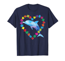 Load image into Gallery viewer, Autism Awareness Love Strong Colorful Puzzle Dolphin T-Shirt