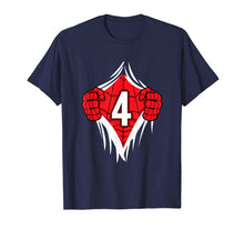 Load image into Gallery viewer, Superhero Birthday Shirt 4 Year Old Tshirt Girls Boys Comic