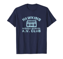 Load image into Gallery viewer, Hawkins Middle School AV Club T-Shirt Boom Box Vintage 80s