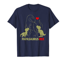 Load image into Gallery viewer, Papasaurus Tshirt Trex Papa I happy have two kid shirt gift